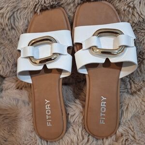 Tory Burch Women's White Slide Sandals